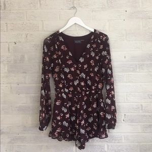 ASTR the Label Burgundy Floral Romper